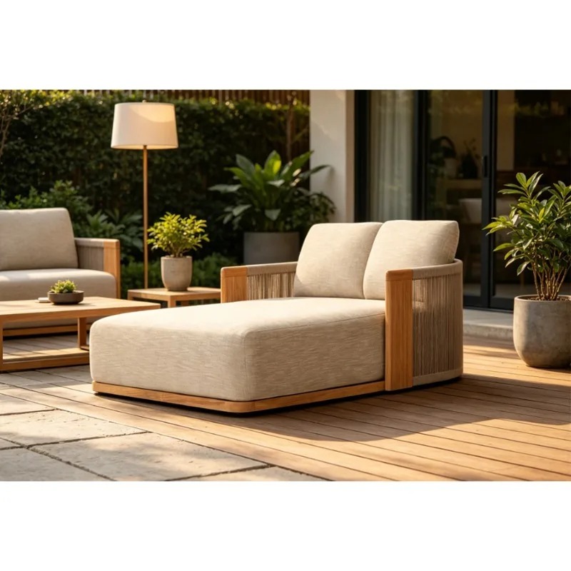 Outdoor Daybed Furniture - เตียงอาบแดดไม้สักสำหรับลานบ้าน ทนทานต่อสภาพอากาศ เหมาะสำหรับใช้กลางแจ้ง สำหรับโฮมสเตย์ ระเบียง สวนหย่อม
