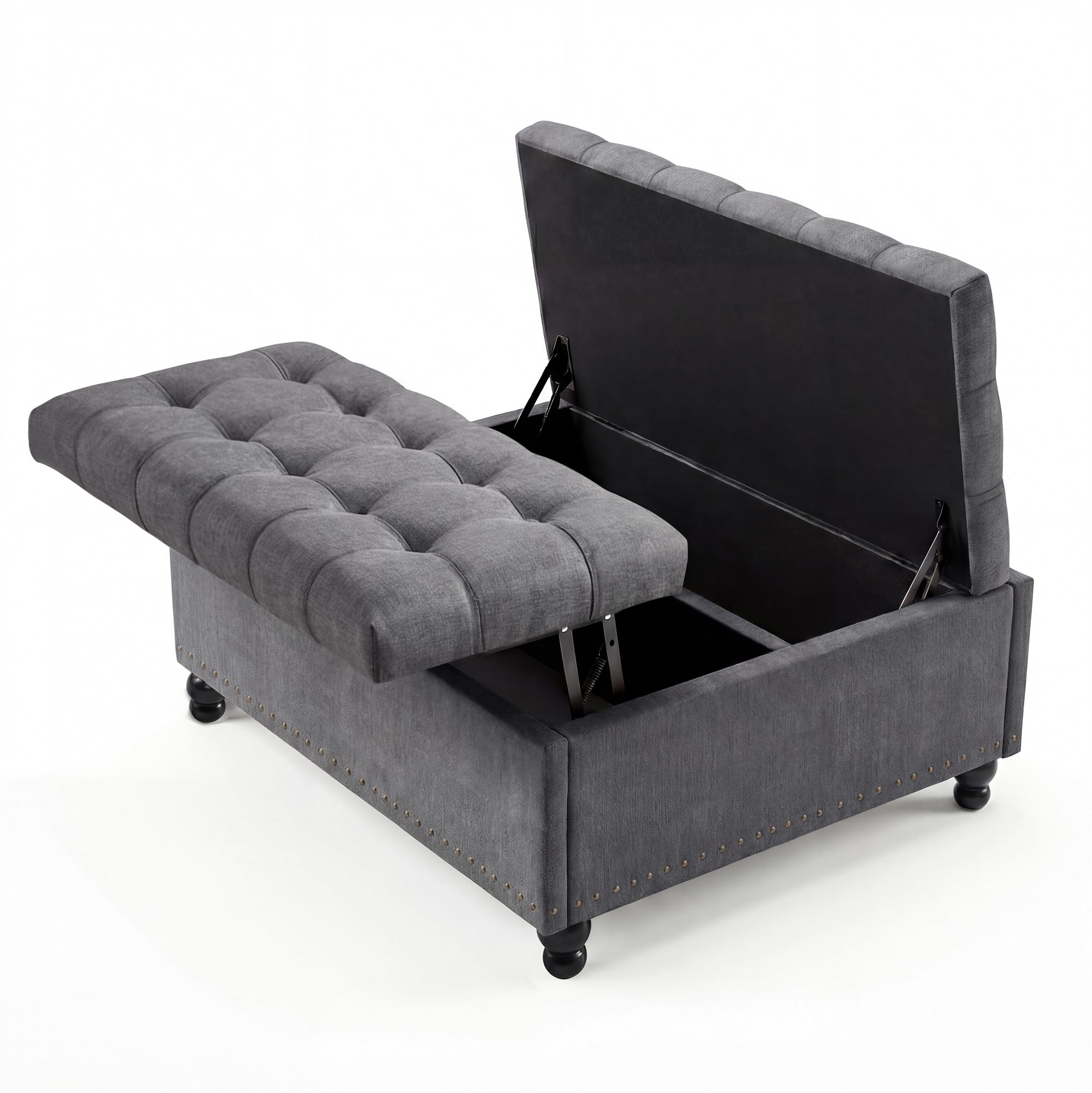 Outdoor Furniture Wood - ออตโตมันทรงสี่เหลี่ยมขนาด 36 นิ้ว พร้อมที่เก็บของด้านบนแบบยกได้, ม้านั่งออตโตมันหุ้มเบาะพร้อมพื้นที่เก็บของขนาดใหญ่ 169
