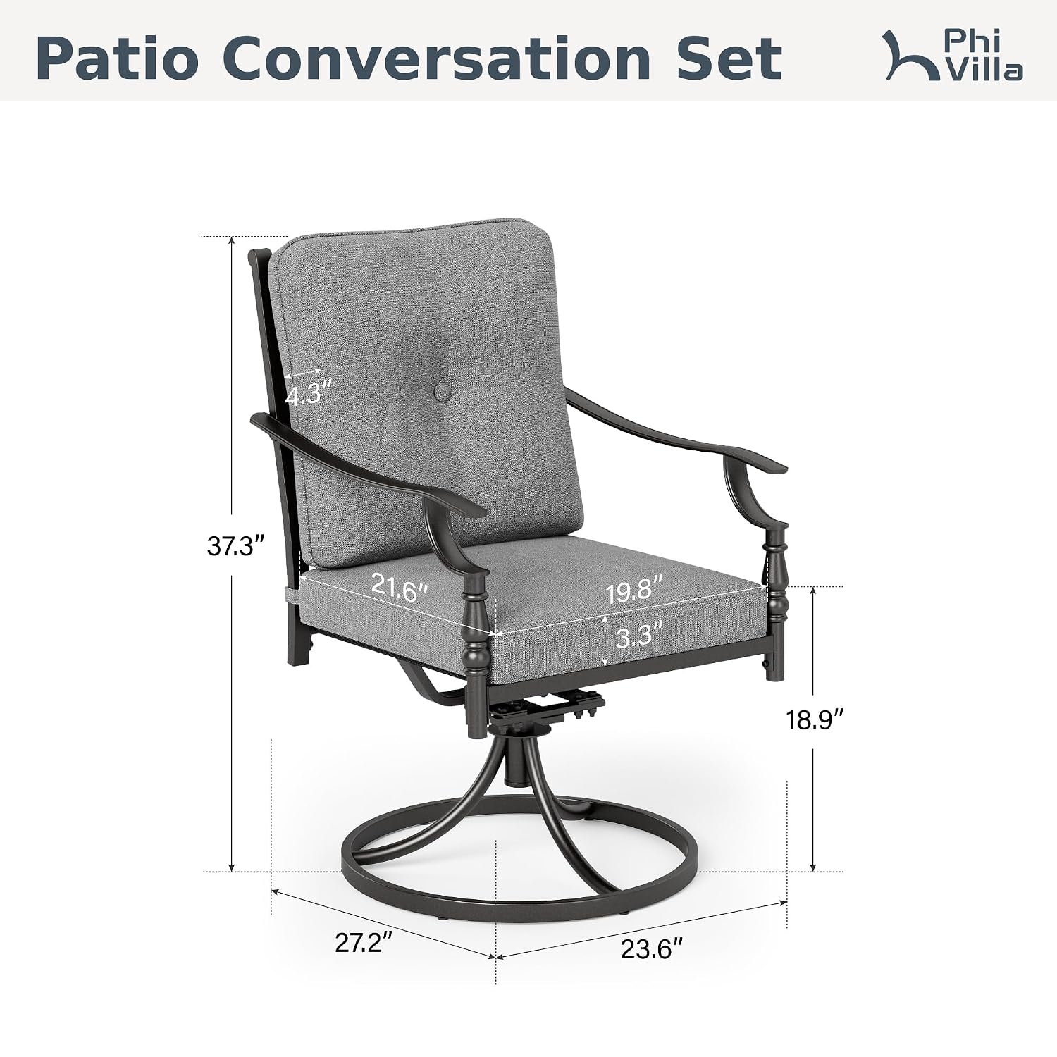 เก้าอี้สนามแบบหมุนได้ 2 ตัว, เ - Outdoor Furniture Metal Chairs บทวิจารณ์และราคา